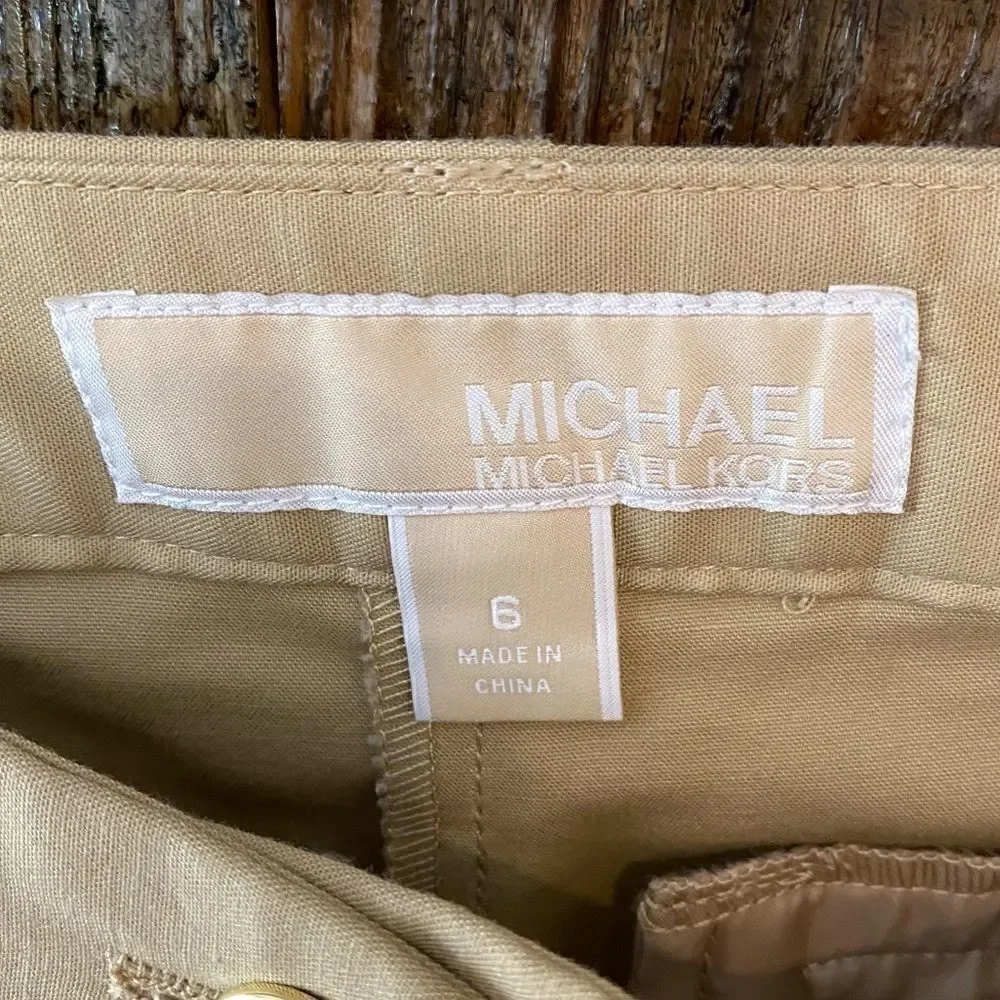 Michael Kors 6 Khaki Casual Workwear Cotton Trousers Tapered Pants